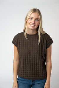 Kelly Knitted Top - Brown-Tops-Villari Chic, women's online fashion boutique in Severna, Maryland
