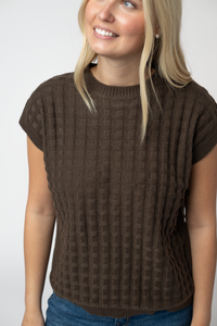 Kelly Knitted Top - Brown-Tops-Villari Chic, women's online fashion boutique in Severna, Maryland