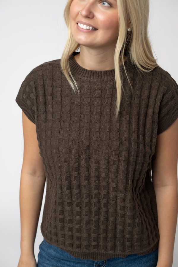 Kelly Knitted Top - Brown-Tops-Villari Chic, women's online fashion boutique in Severna, Maryland