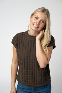 Kelly Knitted Top - Brown-Tops-Villari Chic, women's online fashion boutique in Severna, Maryland