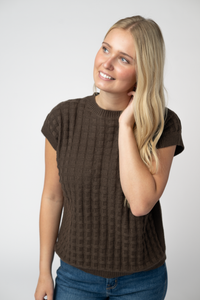 Kelly Knitted Top - Brown-Tops-Villari Chic, women's online fashion boutique in Severna, Maryland