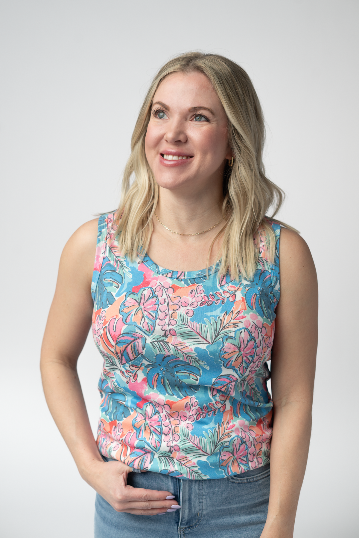 Ava Tank - Tropical Palm-tank-Villari Chic, women's online fashion boutique in Severna, Maryland