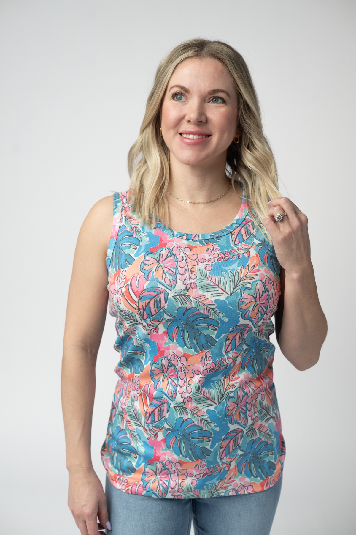 Ava Tank - Tropical Palm-tank-Villari Chic, women's online fashion boutique in Severna, Maryland