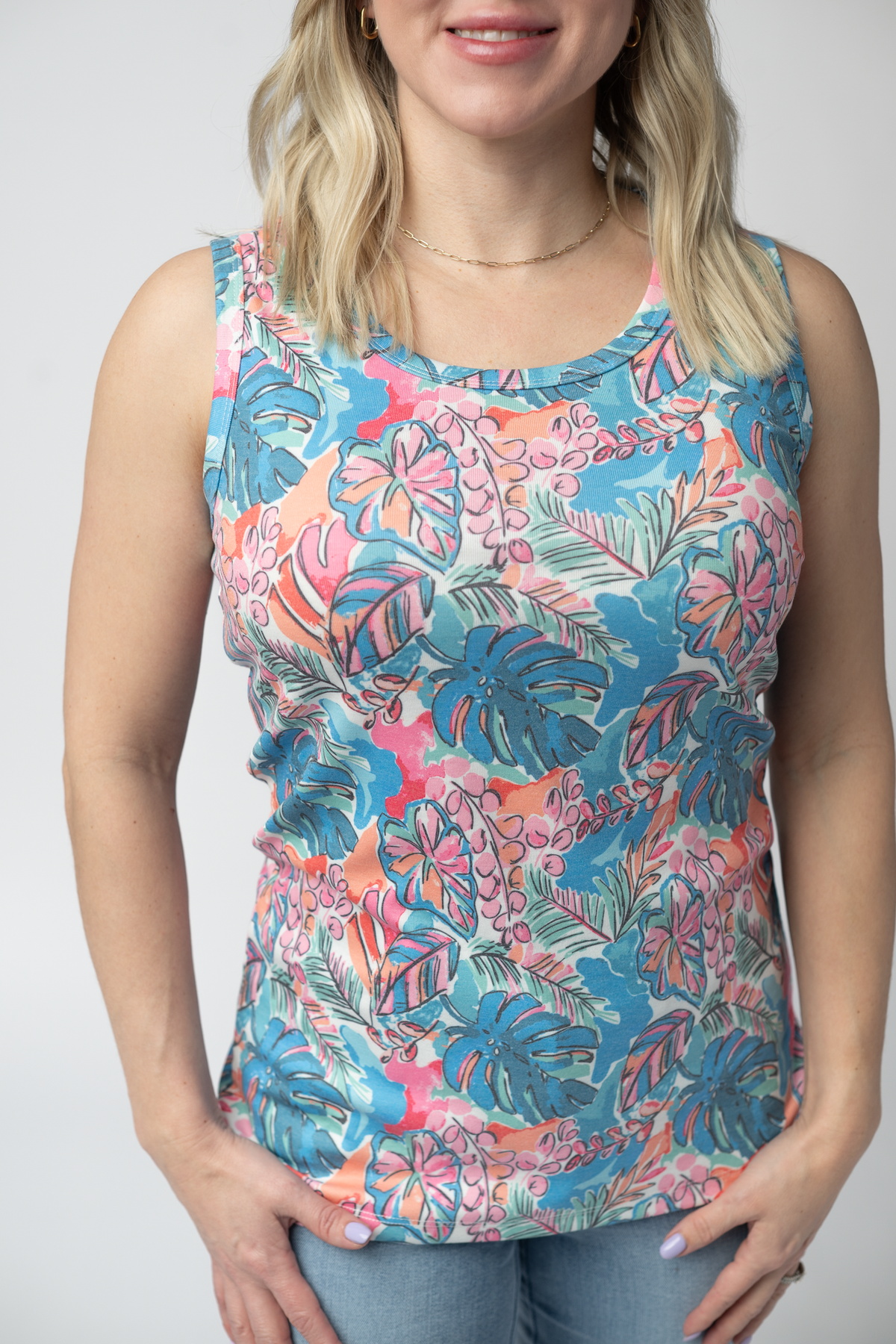 Ava Tank - Tropical Palm-tank-Villari Chic, women's online fashion boutique in Severna, Maryland