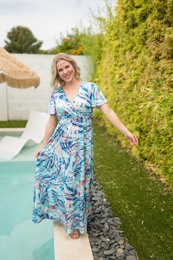 Millie Maxi Dress - Abstract Aqua Breeze-dress-Villari Chic, women's online fashion boutique in Severna, Maryland
