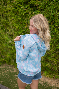 Fullzip Hoodie - Aqua Palm-hoodie-Villari Chic, women's online fashion boutique in Severna, Maryland