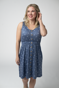 Beverly Button Dress - Nautical Navy-dress-Villari Chic, women's online fashion boutique in Severna, Maryland