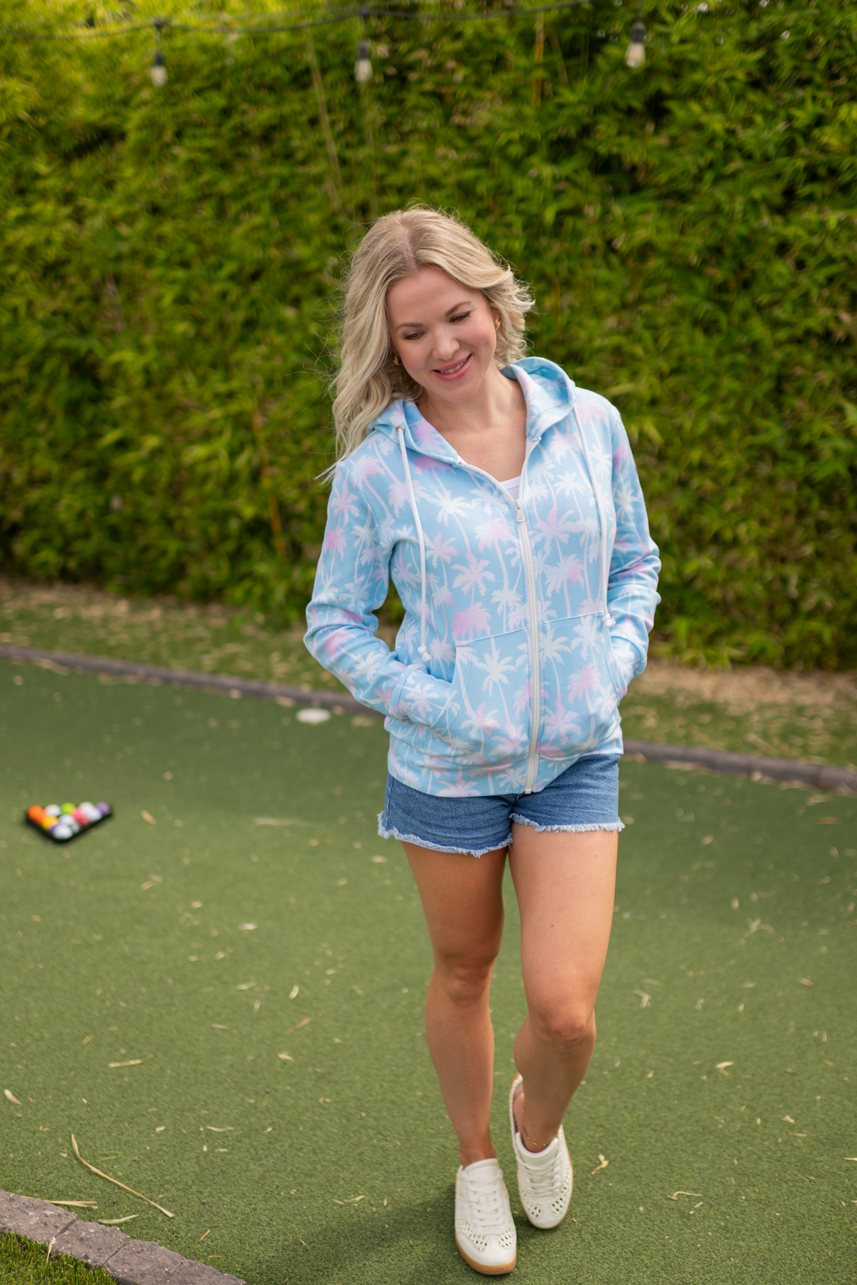 Fullzip Hoodie - Aqua Palm-hoodie-Villari Chic, women's online fashion boutique in Severna, Maryland