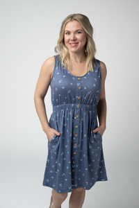 Beverly Button Dress - Nautical Navy-dress-Villari Chic, women's online fashion boutique in Severna, Maryland