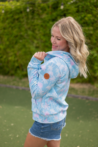 Fullzip Hoodie - Aqua Palm-hoodie-Villari Chic, women's online fashion boutique in Severna, Maryland