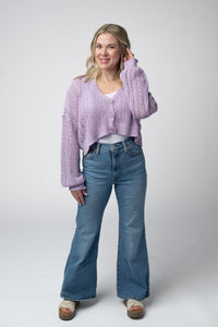 Callie Cropped Cardigan - Lavender-Cardigan-Villari Chic, women's online fashion boutique in Severna, Maryland