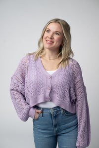 Callie Cropped Cardigan - Lavender-Cardigan-Villari Chic, women's online fashion boutique in Severna, Maryland