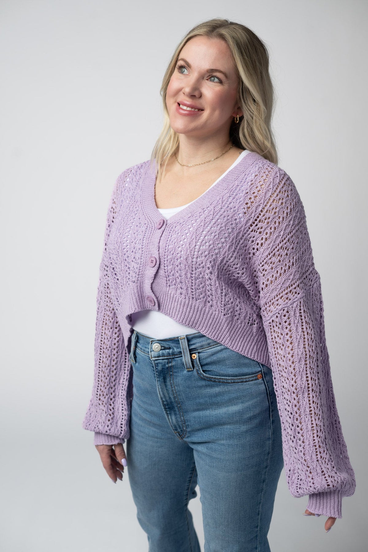 Callie Cropped Cardigan - Lavender-Cardigan-Villari Chic, women's online fashion boutique in Severna, Maryland