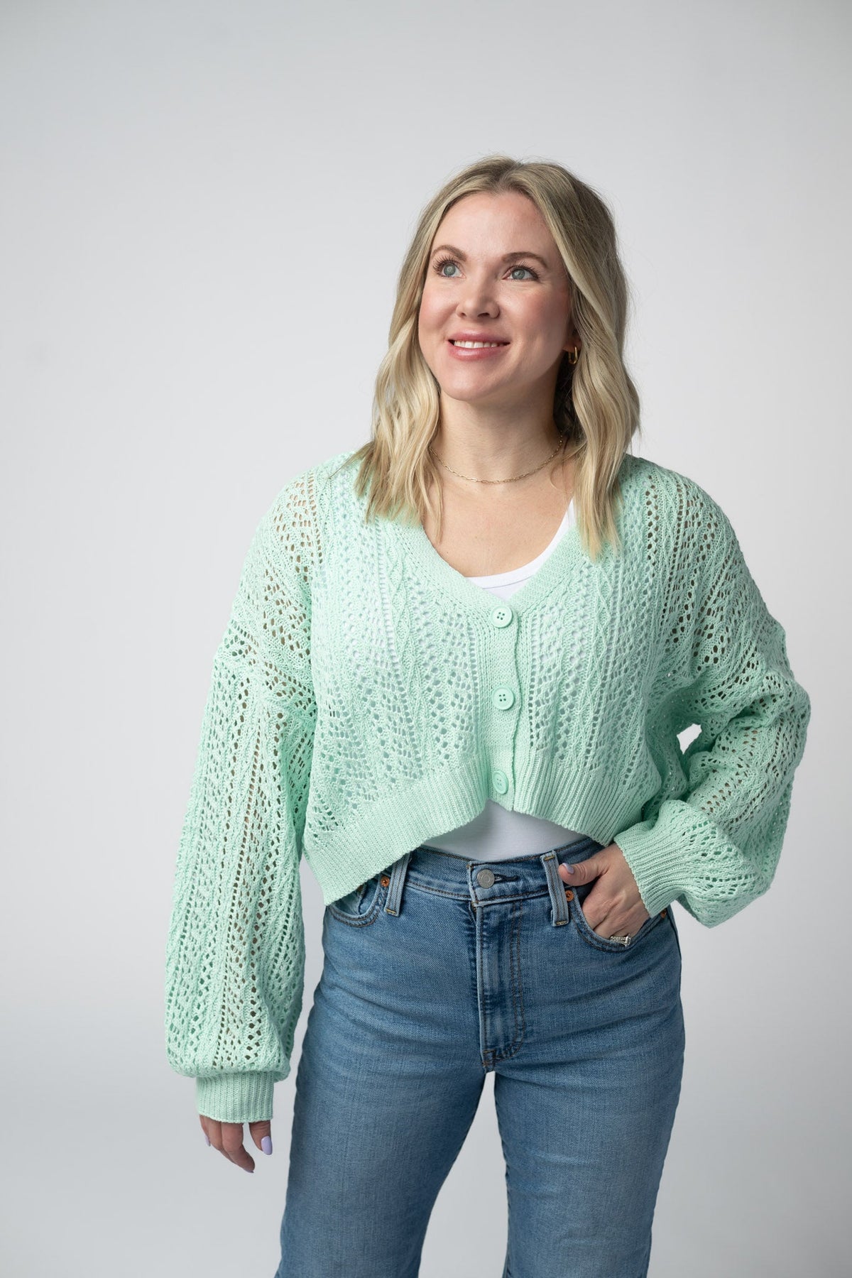Callie Cropped Cardigan - Mint-Cardigan-Villari Chic, women's online fashion boutique in Severna, Maryland