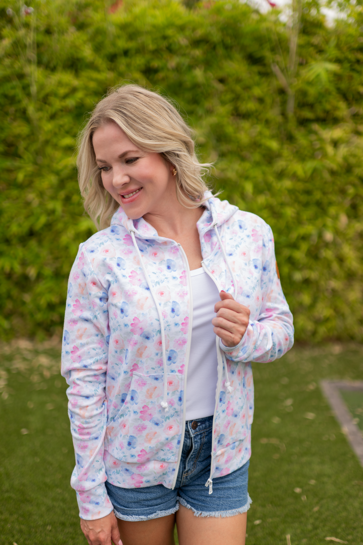 Fullzip Hoodie - Petal Gardens-hoodie-Villari Chic, women's online fashion boutique in Severna, Maryland