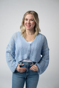 Callie Cropped Cardigan - Sky Blue-Cardigan-Villari Chic, women's online fashion boutique in Severna, Maryland