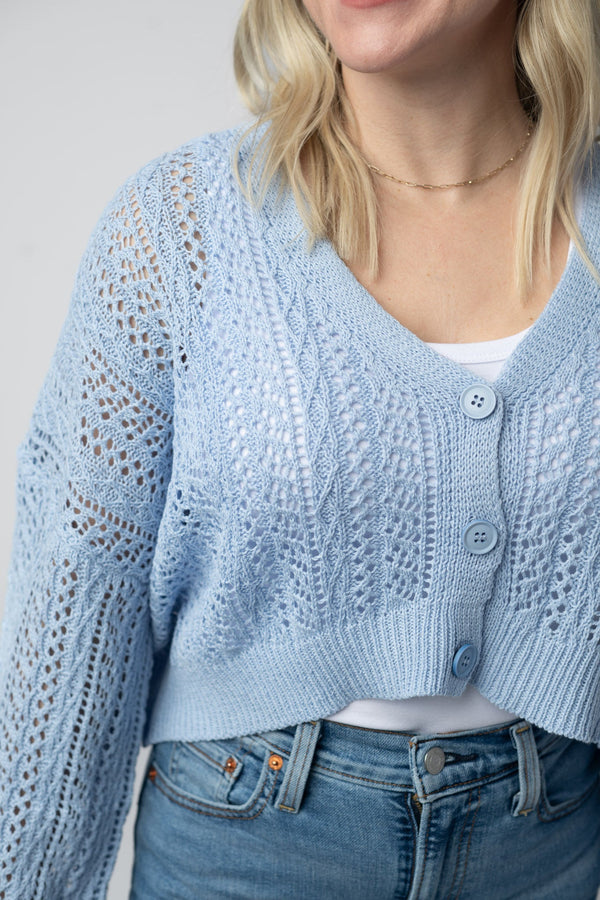 Callie Cropped Cardigan - Sky Blue-Cardigan-Villari Chic, women's online fashion boutique in Severna, Maryland