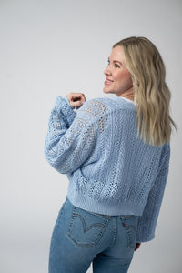 Callie Cropped Cardigan - Sky Blue-Cardigan-Villari Chic, women's online fashion boutique in Severna, Maryland