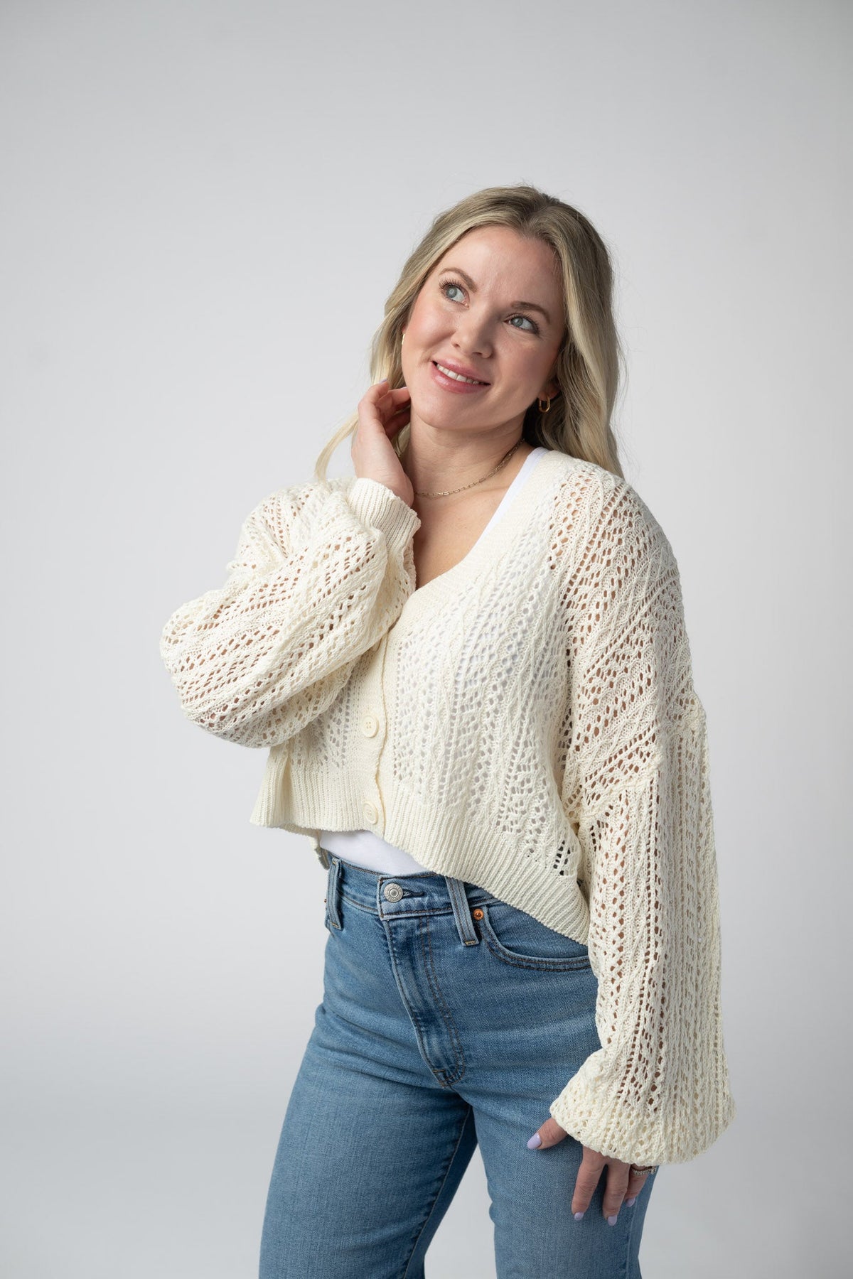 Callie Cropped Cardigan - Ivory-Cardigan-Villari Chic, women's online fashion boutique in Severna, Maryland