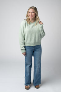 Josie Cozy Crew Sweater - Light Green-sweater-Villari Chic, women's online fashion boutique in Severna, Maryland