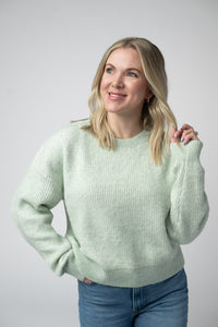 Josie Cozy Crew Sweater - Light Green-sweater-Villari Chic, women's online fashion boutique in Severna, Maryland