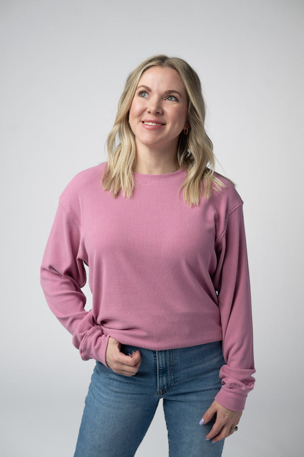 Corrine Ribbed Pullover Top - Rose-Pullover-Villari Chic, women's online fashion boutique in Severna, Maryland