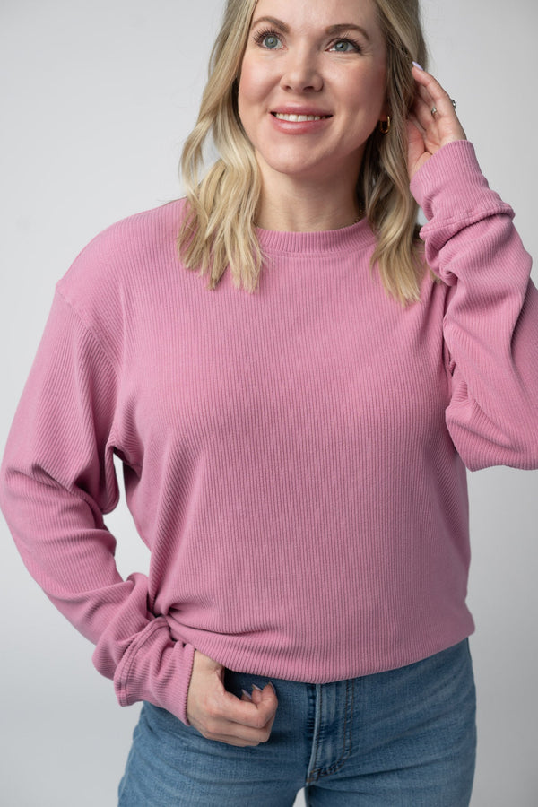 Corrine Ribbed Pullover Top - Rose-Pullover-Villari Chic, women's online fashion boutique in Severna, Maryland