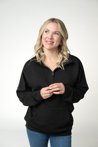 Tatum Quarter Zip - Black-outerwear-Villari Chic, women's online fashion boutique in Severna, Maryland