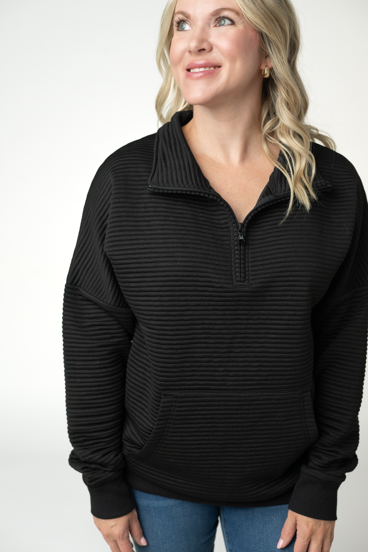 Tatum Quarter Zip - Black-outerwear-Villari Chic, women's online fashion boutique in Severna, Maryland