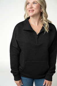 Tatum Quarter Zip - Black-outerwear-Villari Chic, women's online fashion boutique in Severna, Maryland