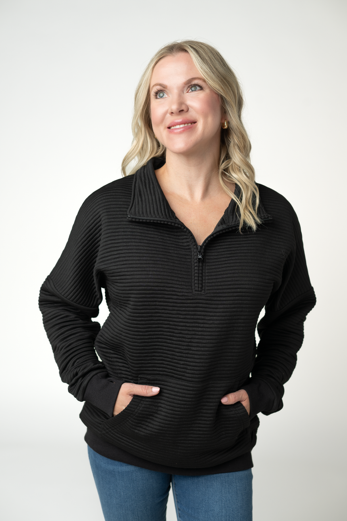 Tatum Quarter Zip - Black-outerwear-Villari Chic, women's online fashion boutique in Severna, Maryland
