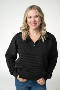 Tatum Quarter Zip - Black-outerwear-Villari Chic, women's online fashion boutique in Severna, Maryland