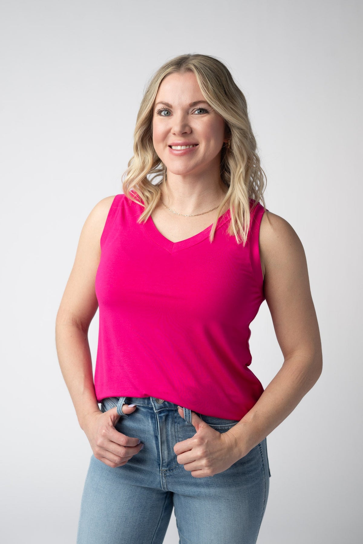 Noelle Tank - Hot Pink-tank-Villari Chic, women's online fashion boutique in Severna, Maryland