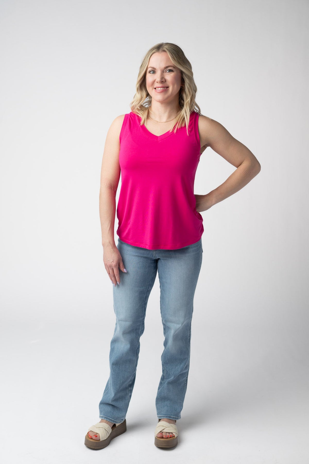 Noelle Tank - Hot Pink-tank-Villari Chic, women's online fashion boutique in Severna, Maryland