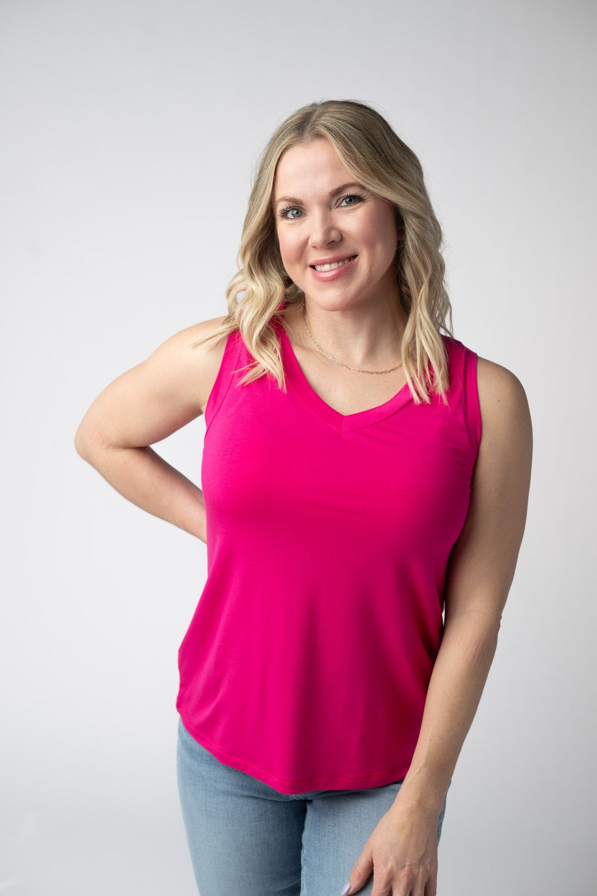 Noelle Tank - Hot Pink-tank-Villari Chic, women's online fashion boutique in Severna, Maryland