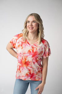Raelynn V-Neck Top - Sunset Tropical Floral-Tops-Villari Chic, women's online fashion boutique in Severna, Maryland