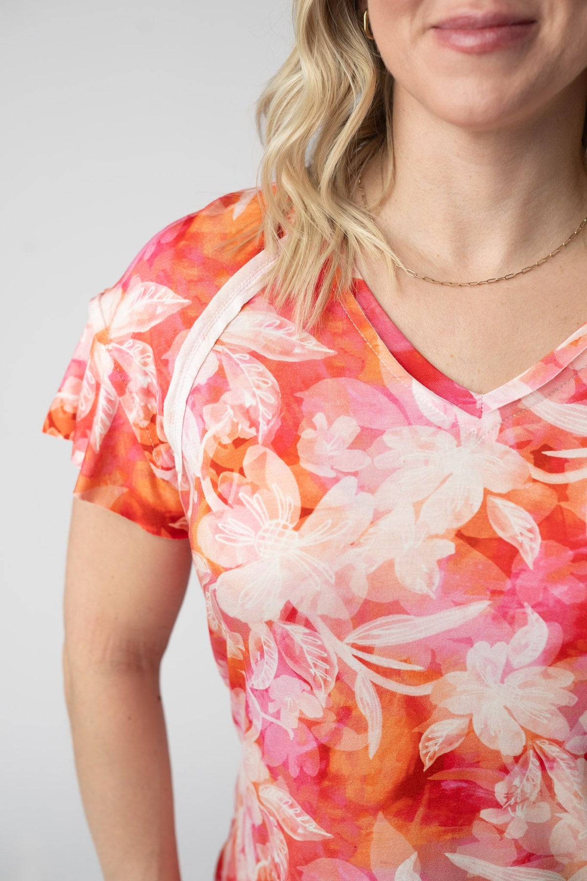 Raelynn V-Neck Top - Sunset Tropical Floral-Tops-Villari Chic, women's online fashion boutique in Severna, Maryland