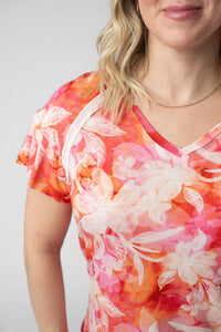 Raelynn V-Neck Top - Sunset Tropical Floral-Tops-Villari Chic, women's online fashion boutique in Severna, Maryland