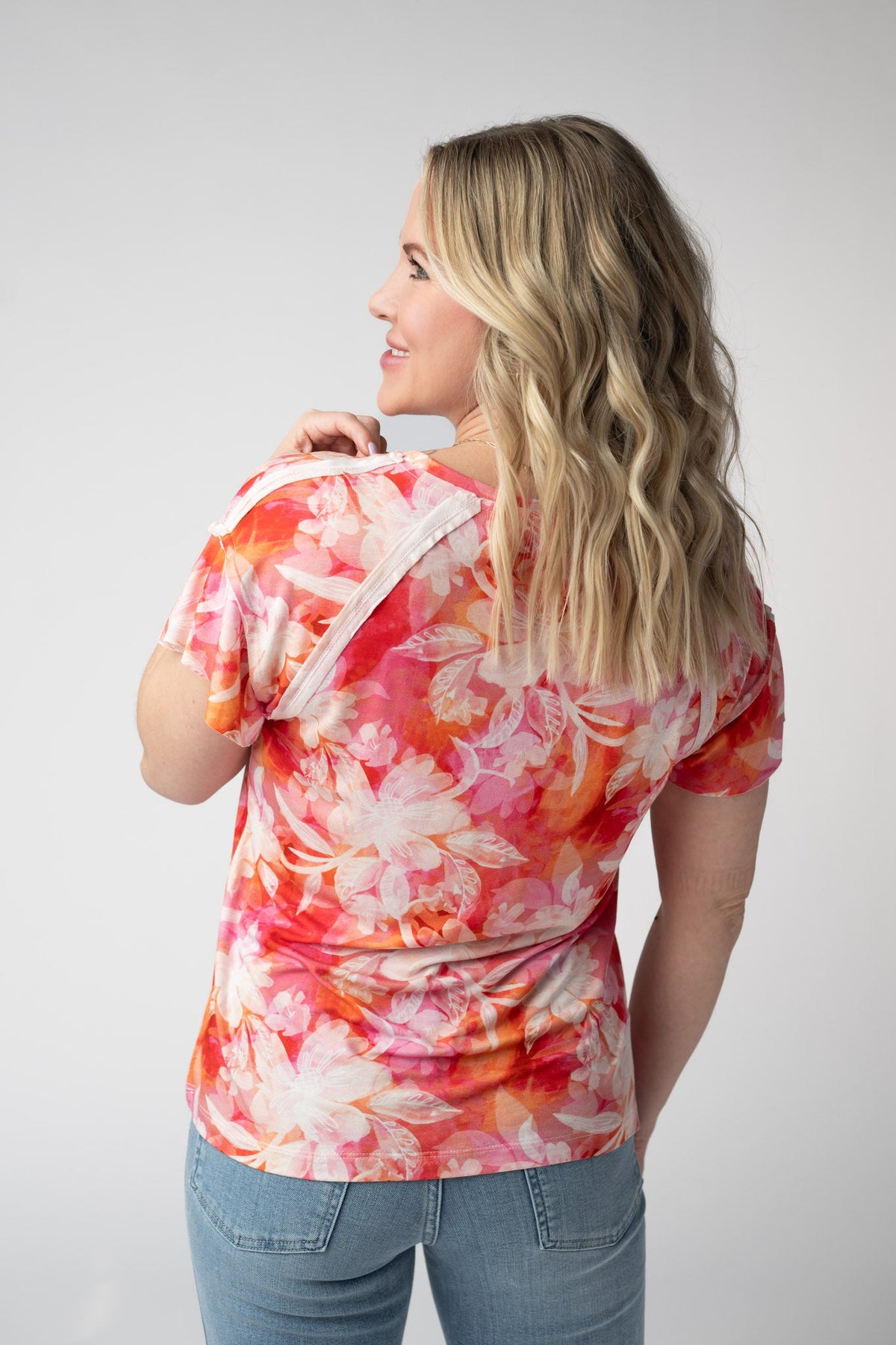 Raelynn V-Neck Top - Sunset Tropical Floral-Tops-Villari Chic, women's online fashion boutique in Severna, Maryland