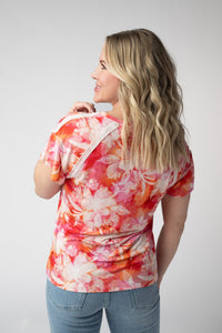 Raelynn V-Neck Top - Sunset Tropical Floral-Tops-Villari Chic, women's online fashion boutique in Severna, Maryland