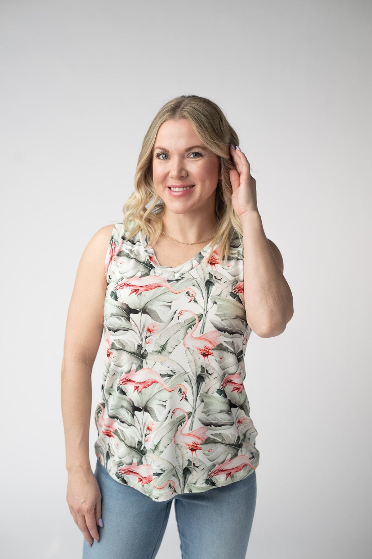 Noelle Tank - Flamingos-tank-Villari Chic, women's online fashion boutique in Severna, Maryland