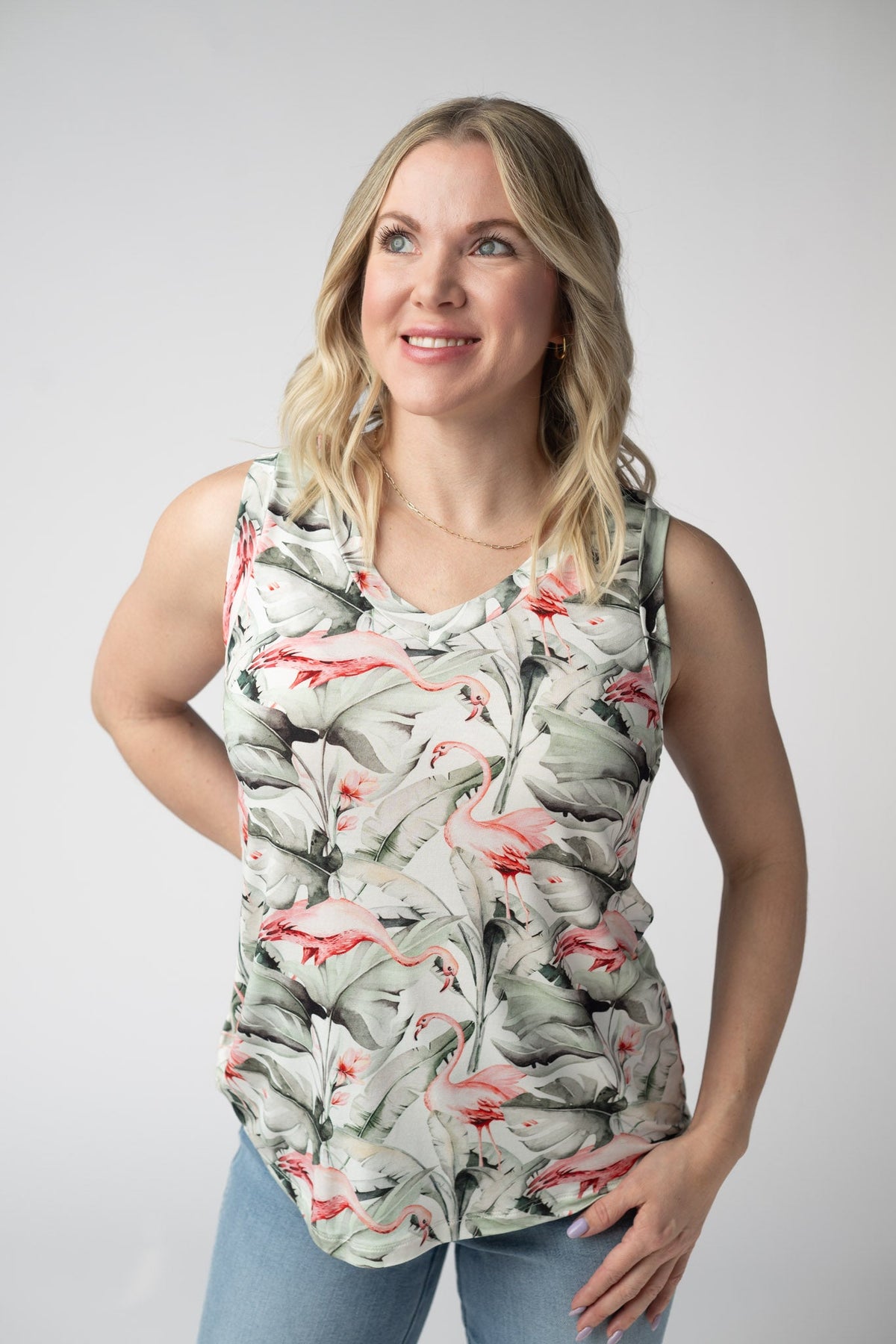 Noelle Tank - Flamingos-tank-Villari Chic, women's online fashion boutique in Severna, Maryland