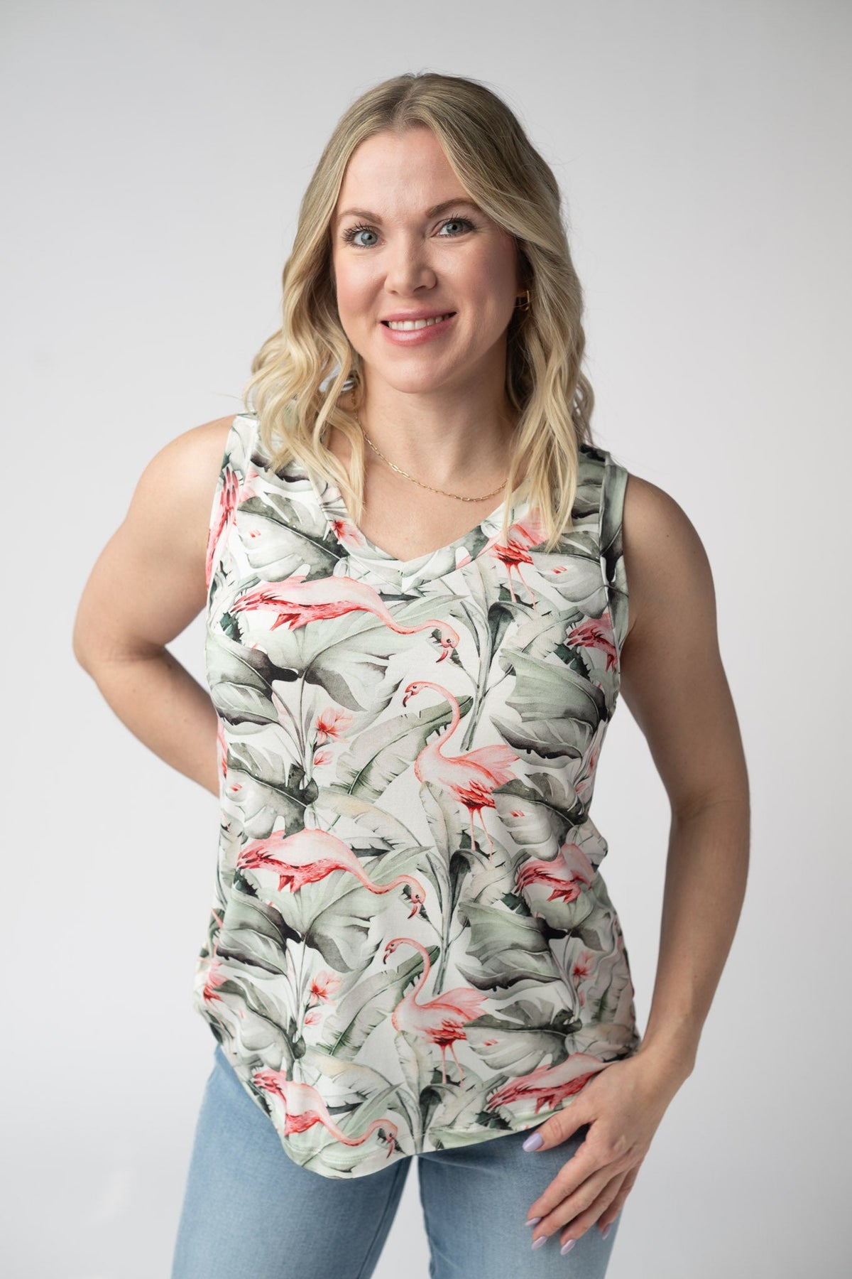 Noelle Tank - Flamingos-tank-Villari Chic, women's online fashion boutique in Severna, Maryland