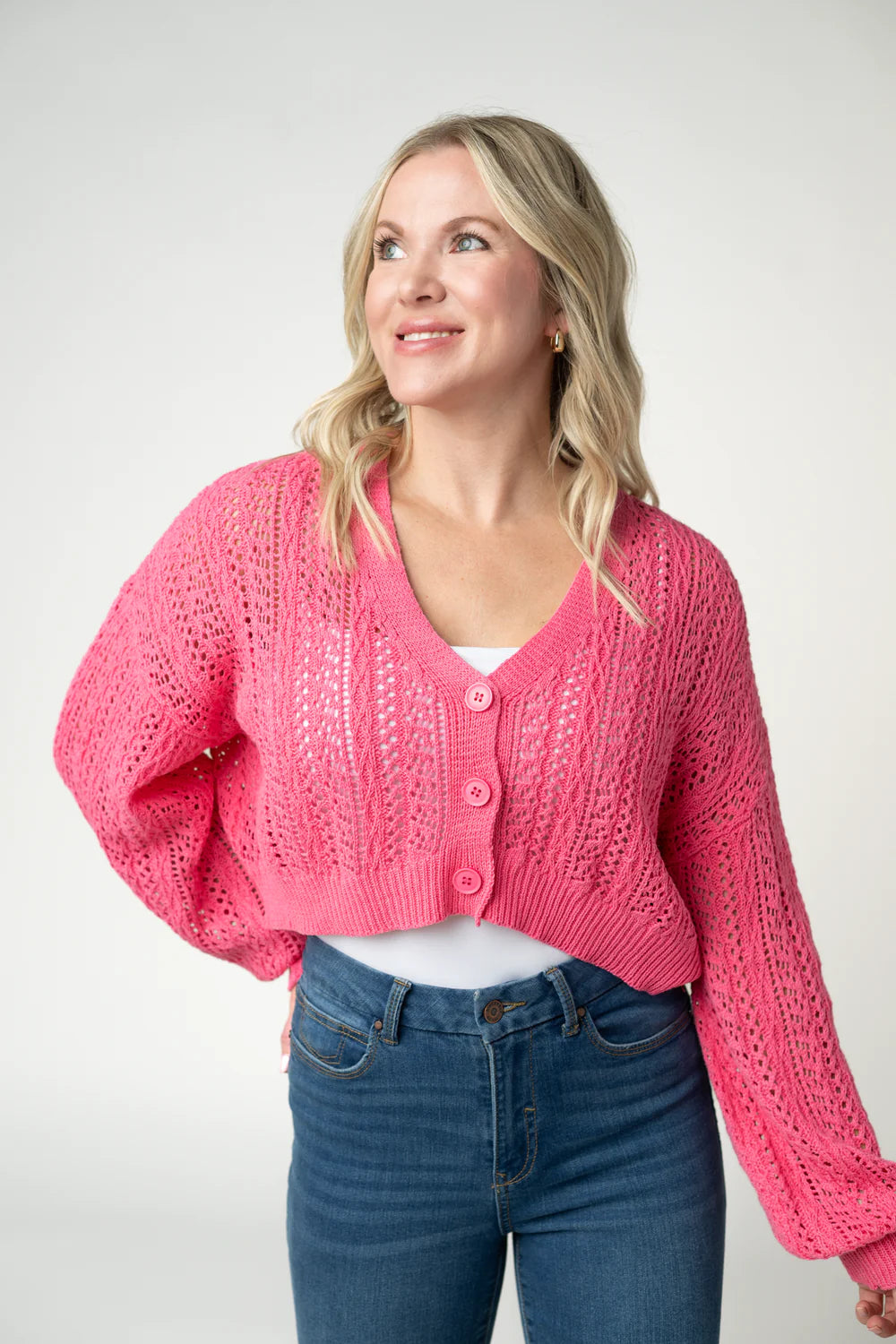 Callie Cropped Cardigan - Pink-Cardigan-Villari Chic, women's online fashion boutique in Severna, Maryland