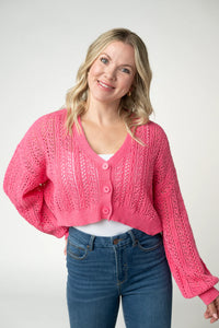 Callie Cropped Cardigan - Pink-Cardigan-Villari Chic, women's online fashion boutique in Severna, Maryland