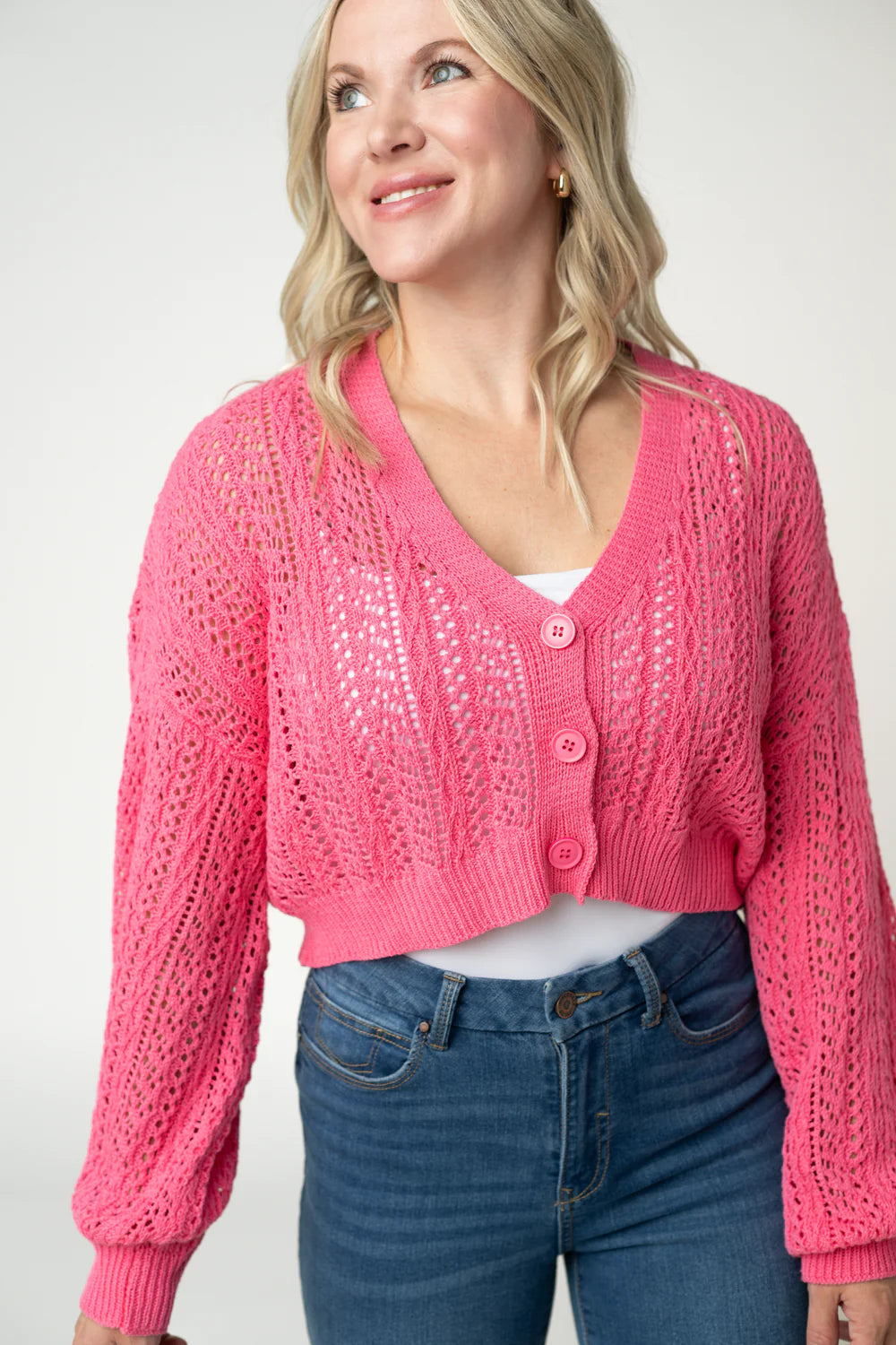 Callie Cropped Cardigan - Pink-Cardigan-Villari Chic, women's online fashion boutique in Severna, Maryland