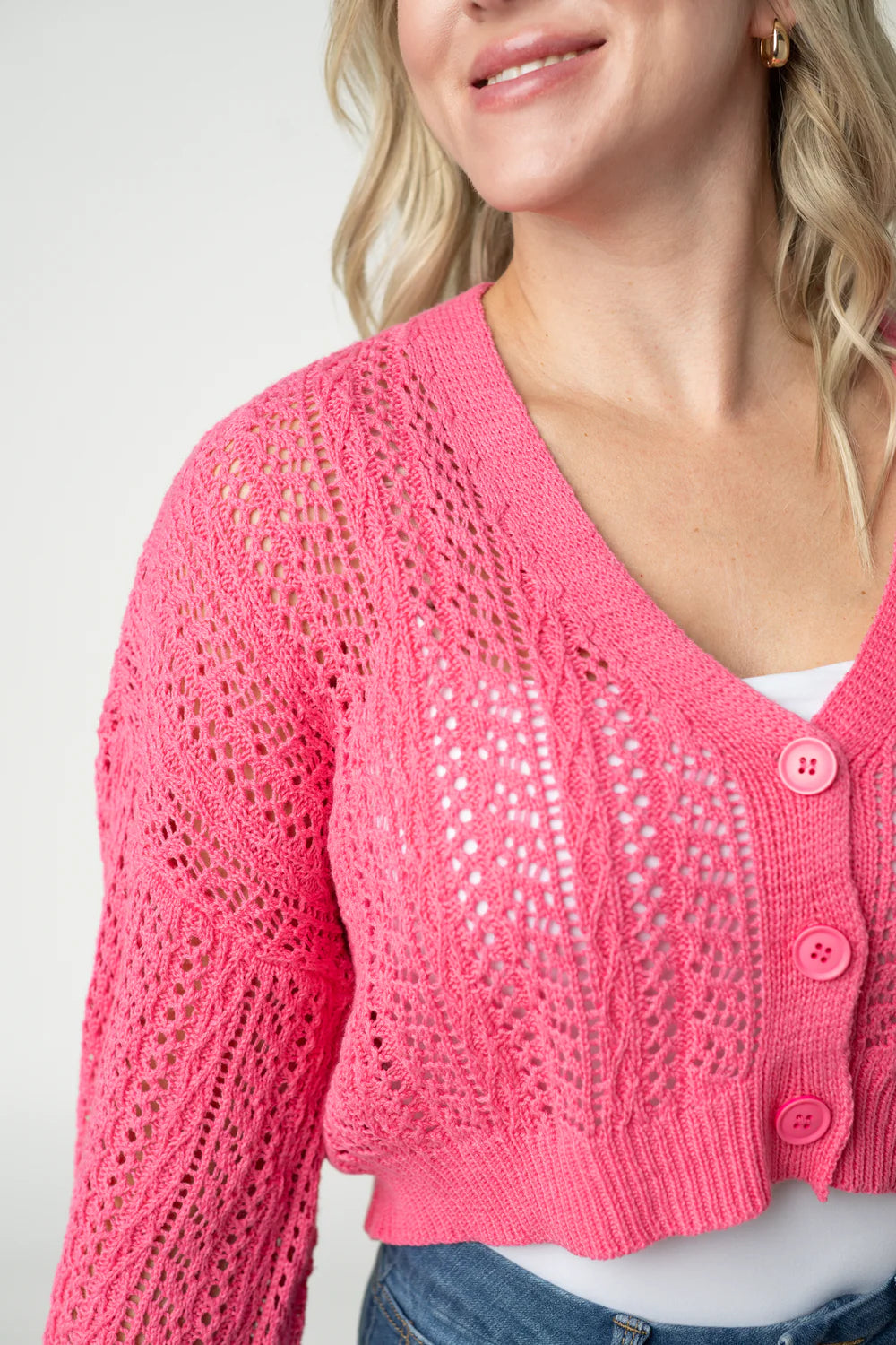 Callie Cropped Cardigan - Pink-Cardigan-Villari Chic, women's online fashion boutique in Severna, Maryland