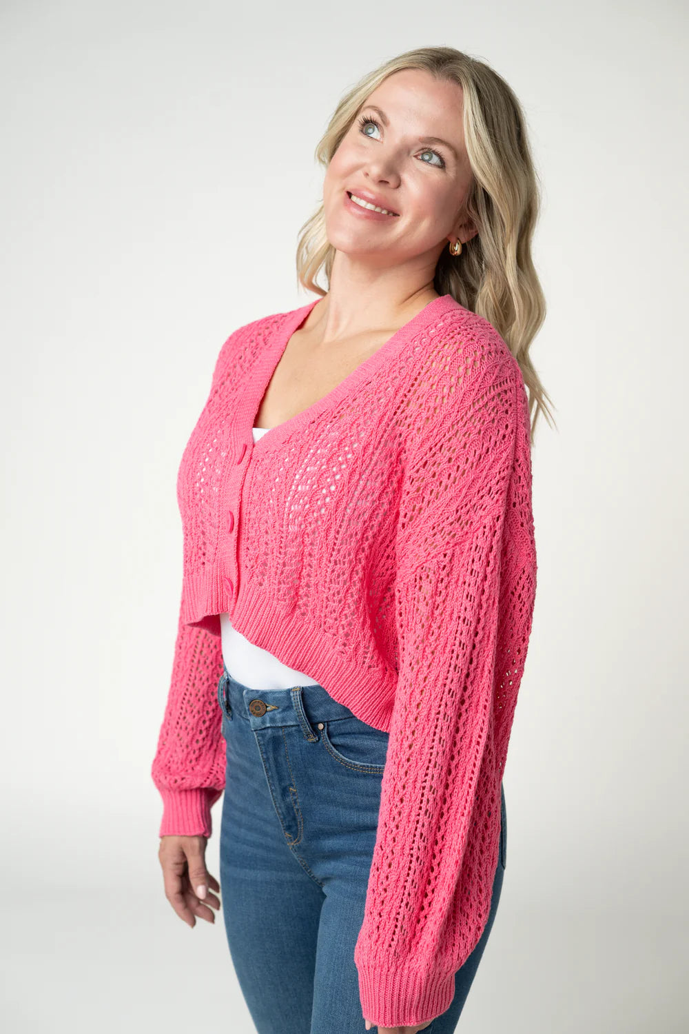 Callie Cropped Cardigan - Pink-Cardigan-Villari Chic, women's online fashion boutique in Severna, Maryland