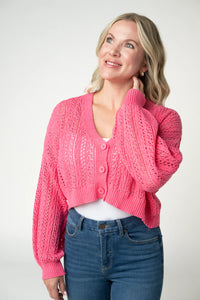 Callie Cropped Cardigan - Pink-Cardigan-Villari Chic, women's online fashion boutique in Severna, Maryland