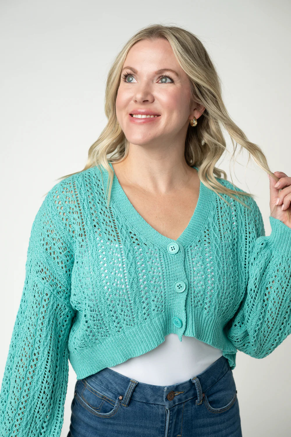 Callie Cropped Cardigan - Aqua-Cardigan-Villari Chic, women's online fashion boutique in Severna, Maryland